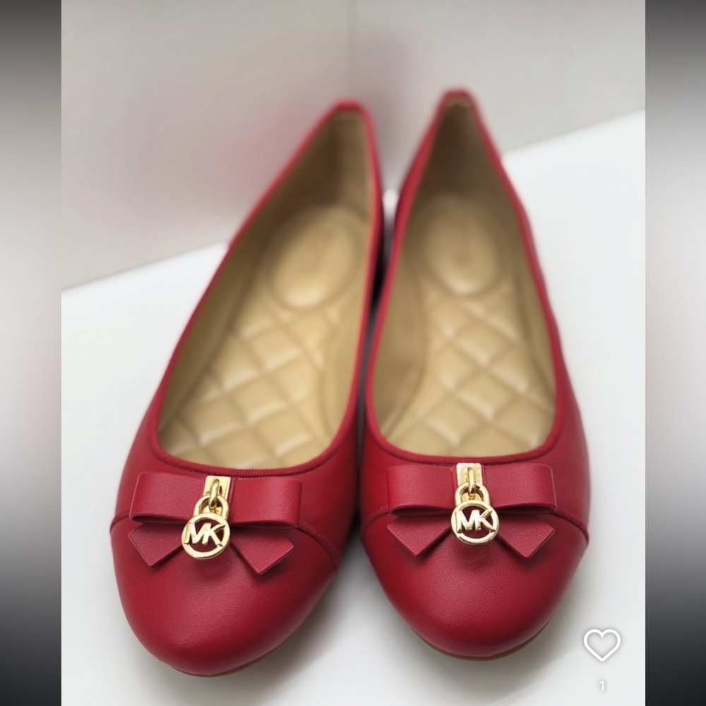 Michael Kors Cherry Red Flats with Gold Accent - Picture 1 of 10